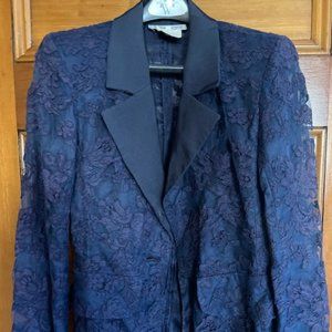 Vintage Yves Saint Laurent Rive Gauche Navy Lace Blazer 38